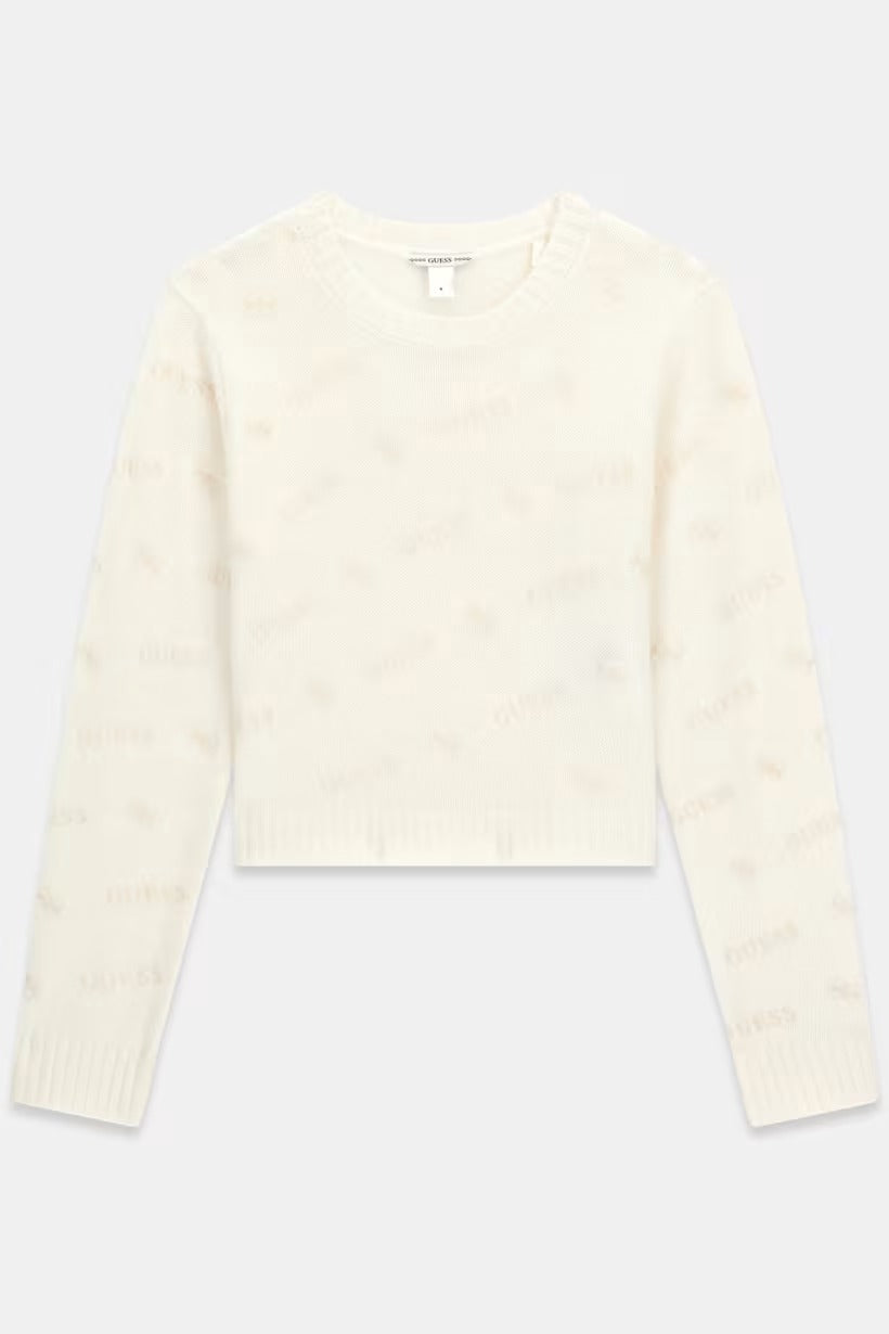 MAGLIONE GUESS LAVORATO A MAGLIA MODELLO CROP LS SWEATER DA BAMBINA