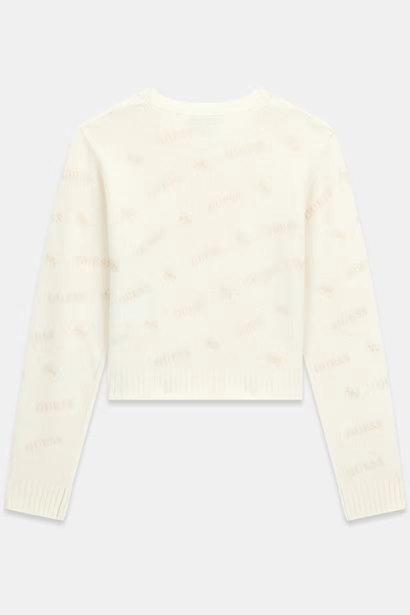 MAGLIONE GUESS LAVORATO A MAGLIA MODELLO CROP LS SWEATER DA BAMBINA