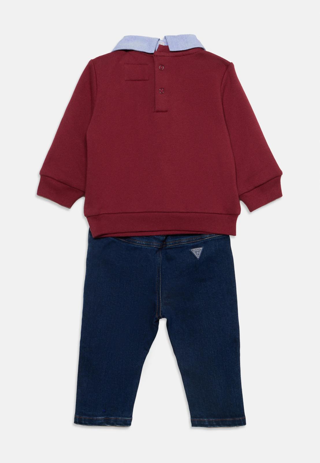 COMPLETO DUE PEZZI MAGLIONE E PANTALONI RICAMATI GUESS NEONATO