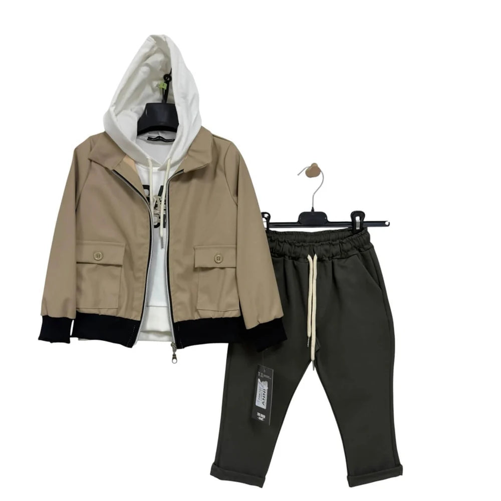 COMPLETO 3 PEZZI BIMBO BEIGE