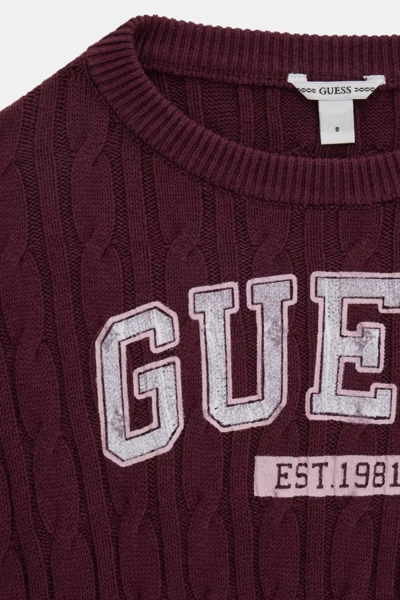 MAGLIONE GUESS CON PATCH MODELLO CROP LS SWEATER DA BAMBINA