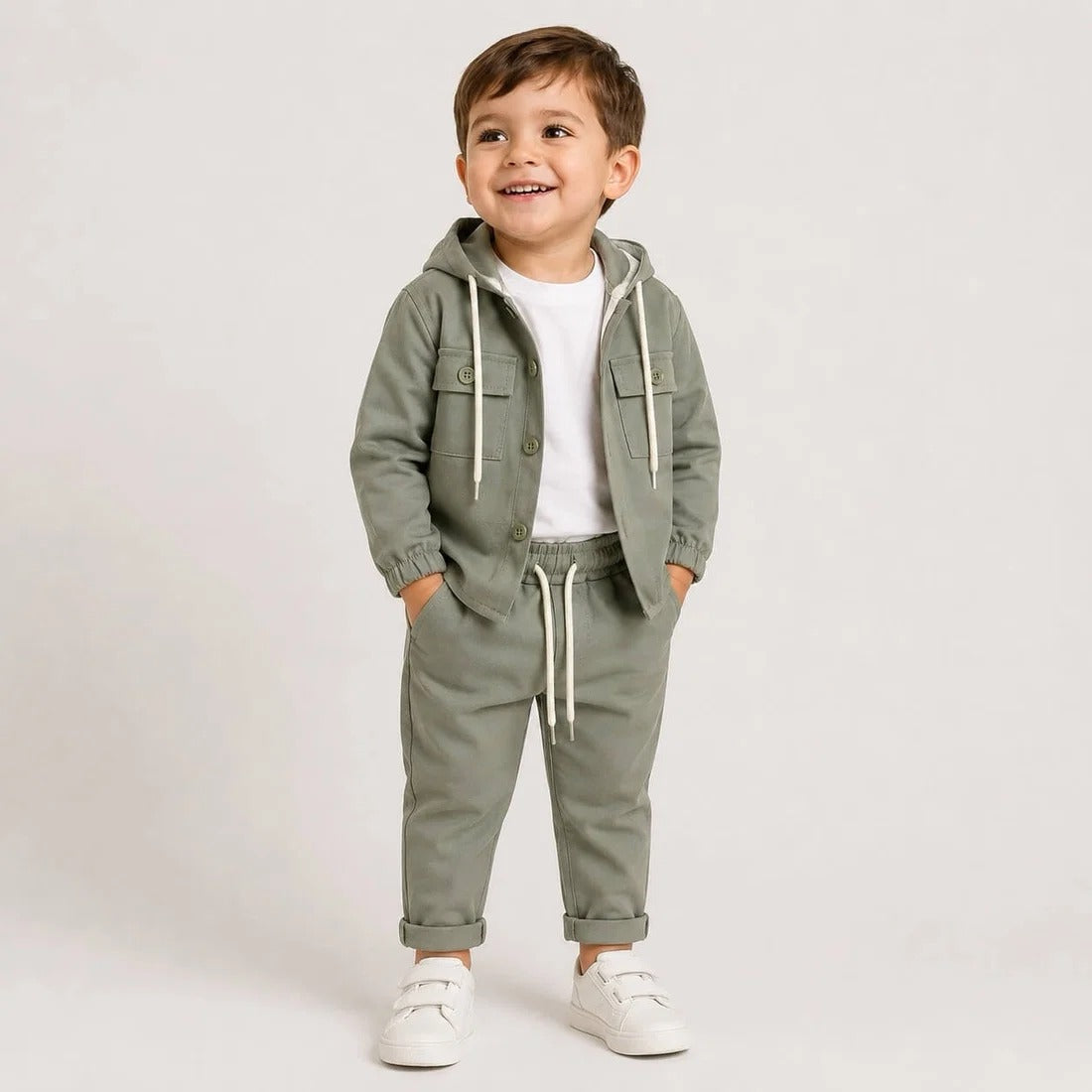 COMPLETO 3 PEZZI NEONATO VERDE