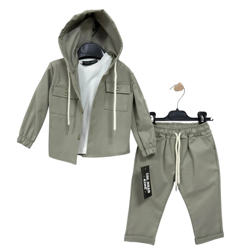 COMPLETO 3 PEZZI NEONATO VERDE