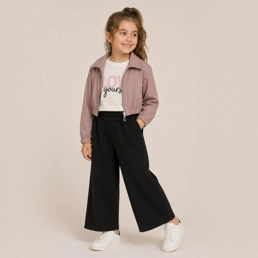 COMPLETO BIMBA CALDO COTONE 3 PEZZI ROSA